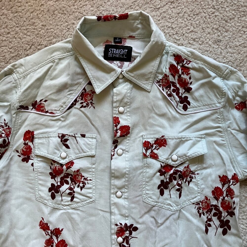 Straight to Hell Red Eyes floral western shirt